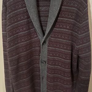 Men's Gray and Brown Patterned Sweater